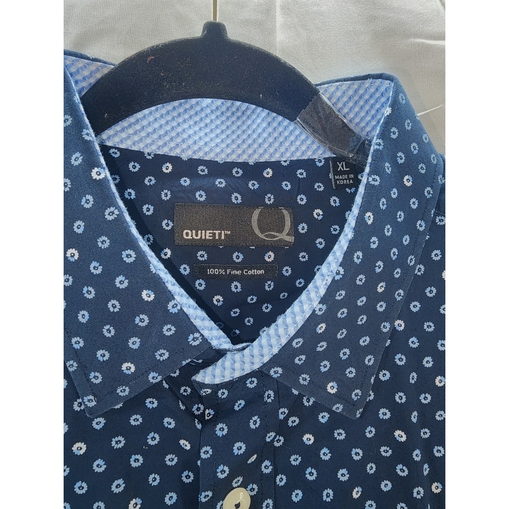 🔥 Quieti Men's Button Down Navy White Lt Blue Long Sleeve Cuff Shirt Sz XL 🔥 - Picture 6 of 9
